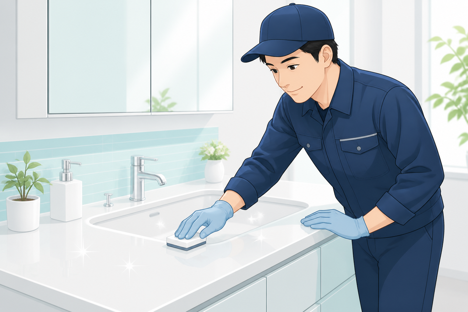 水回り設備へ均一にコーティング